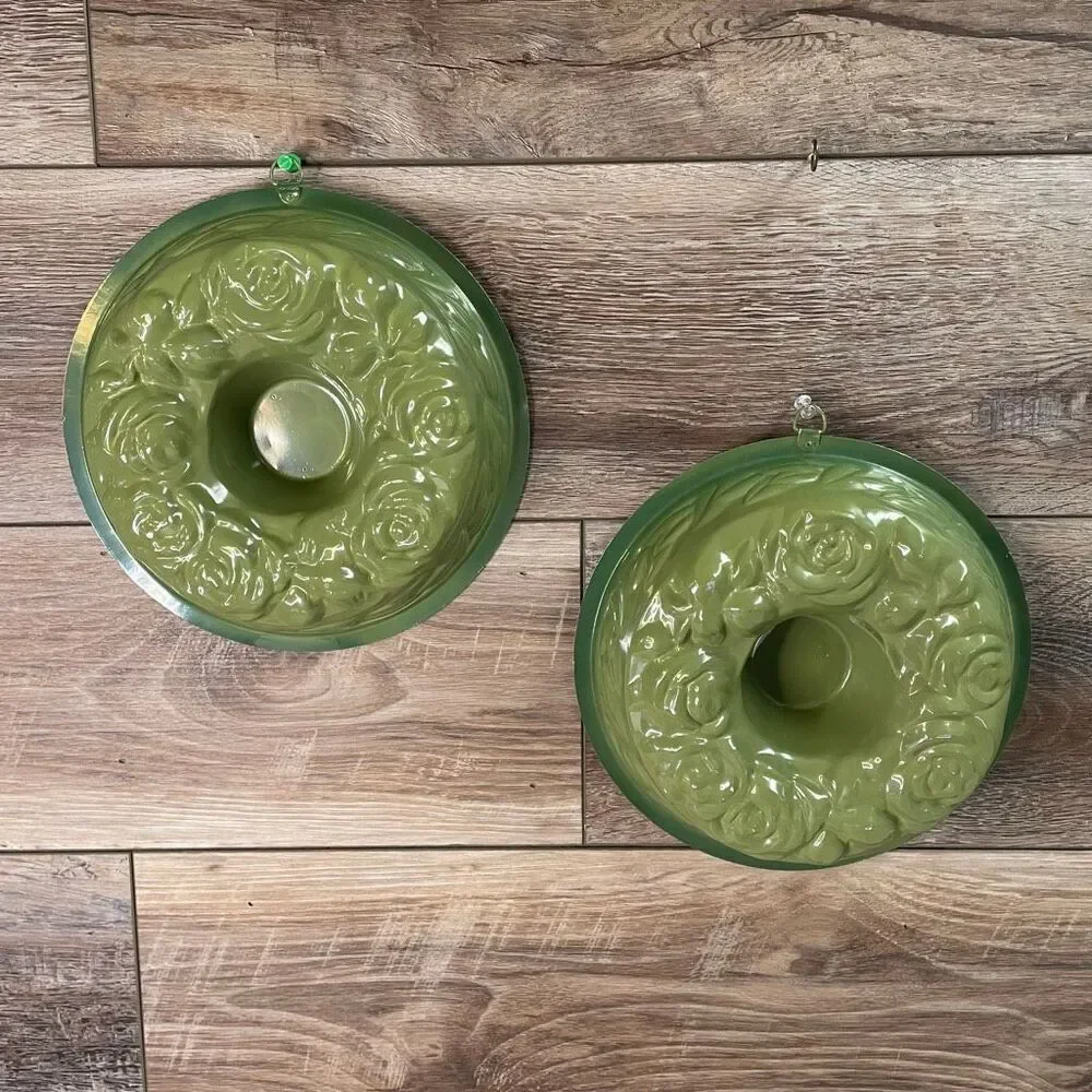Rose Ring Jello® Mold AHC 1963 Ring of Roses Aluminum 9” Diam 5 Cup Green Set 2
